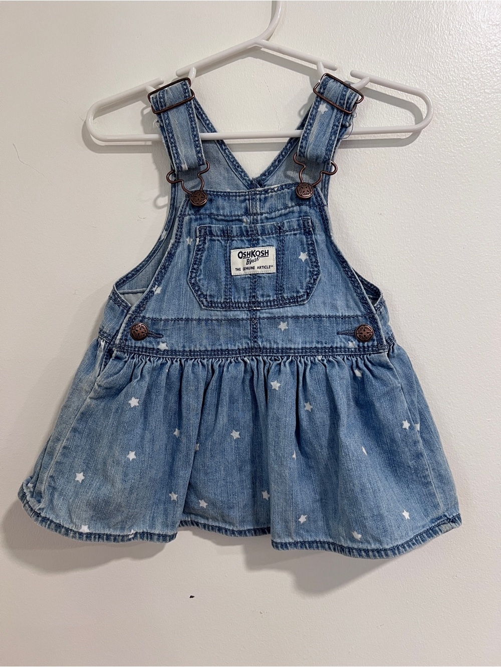 OshKosh B'gosh Light Blue Denim Star Print Skirt Overalls